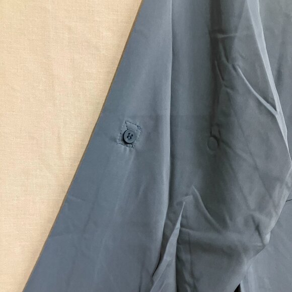 SUEANI Women's S Gray Tie Front Top Summer V-Neck Long Sleeve Twist Knot T-Shirt - Picture 9 of 12